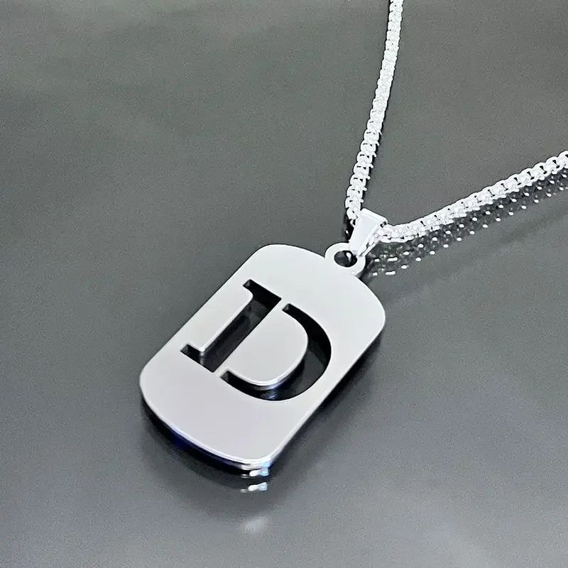 Colares de pingente de aço inoxidável com letra inicial A-Z da moda punk para homens e mulheres, atacado, joias, colar, joias góticas