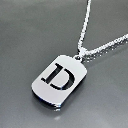 Colares de pingente de aço inoxidável com letra inicial A-Z da moda punk para homens e mulheres, atacado, joias, colar, joias góticas
