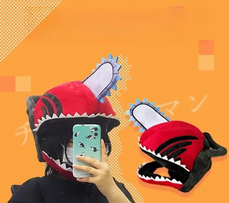 Anime Chainsaw Man Mask Headgear Denji Cosplay Accessories Pochita Caps Half Face Mask Masquerade Halloween Party Custom Prop