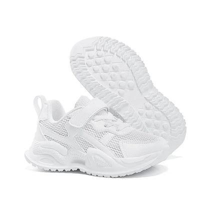 White Children's Leather Casual Shoes Boys Girls Outdoor Sports Running Sneakers Breathable Kids School Walking Non-Slip Tennis