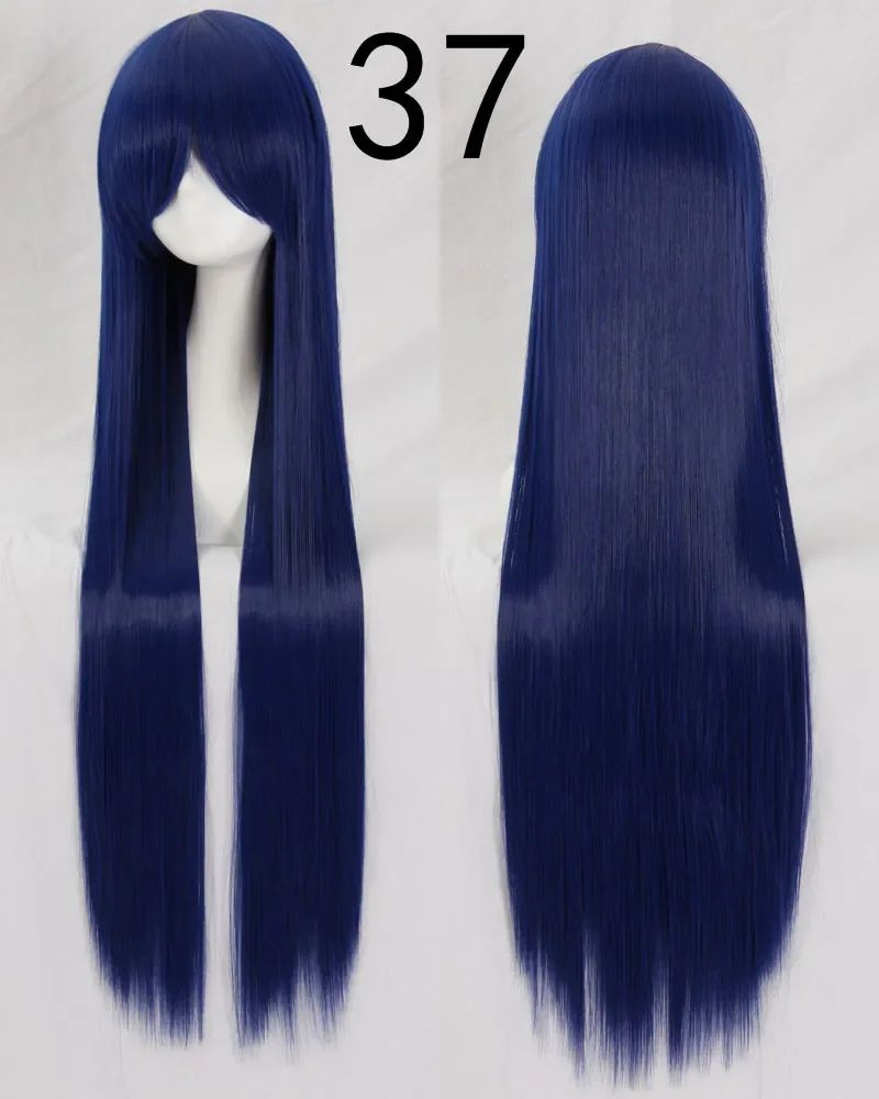 Pink 100Cm Long Staight Cosplay Wig Heat Resistant Synthetic Hair Anime Party wigs 42 color Colourful White