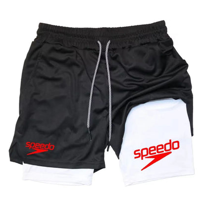 Fitness 2-in-1 training shorts, suitable for men, beach running quick-dry shorts, outdoor sports shorts, fitness basketball shor