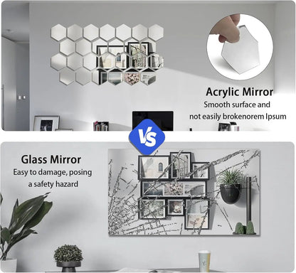 3/6/12pcs 3D Hexagon Mirror Wall Sticker DIY TV Background Living Room Stickers Wall Decor Bedroom Bathroom Home Decoration