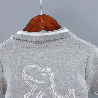 Conjuntos de Roupa Infantil de Verão para Meninos, Estampa de Dinossauro, Camisas Polo de Manga Curta + Shorts, 2 Peças/Conjunto, Roupas de Bebê