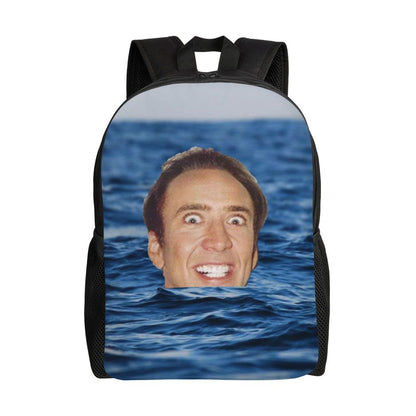 Custom Nicolas Cage Meme Laptop Backpack Women Men Basic Bookbag for College School Student Funny Bags