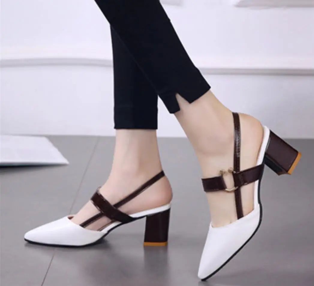 Women's Shoes Trend 2024 Shoe Genuine Leather Medium Heel Block Heels Mirror Luxury Designer Chunky Sandals Ladies Sexy Sandal