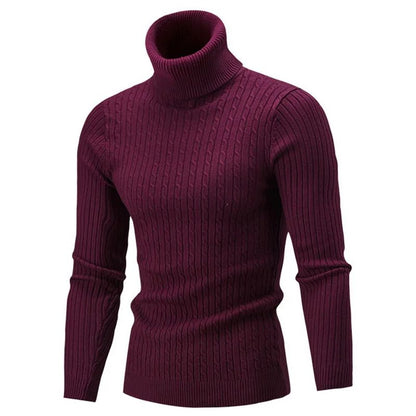 2025 Men's Warm Sweater Long Sleeve Turtleneck Sweater Retro Knitted  Pullover Sweaters