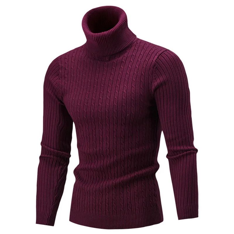 2025 Men's Warm Sweater Long Sleeve Turtleneck Sweater Retro Knitted  Pullover Sweaters