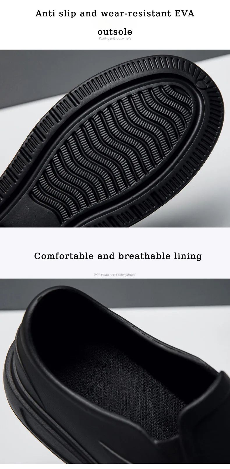 Men's Chef Shoes Anti Slip Oil Resistant Dirt Resistant Work Shoes Quick Drying Thick Soled Rain Shoes Large Size Breath Clogs