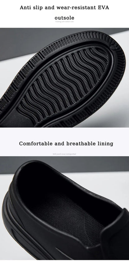 Men's Chef Shoes Anti Slip Oil Resistant Dirt Resistant Work Shoes Quick Drying Thick Soled Rain Shoes Large Size Breath Clogs