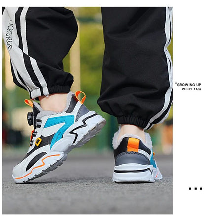 Winter Kids' Cotton Shoes For Boys Warm Plush Anti-slip Children Running Sneakers Outdoor Comfortable Casual Walking Shoes