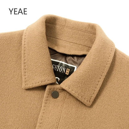 Billy Men's Winter Jacket for Men Double-Sided Woolen Overcoat Short Lapel Autumn Casual Coat Top Black Clothes White Duck Down