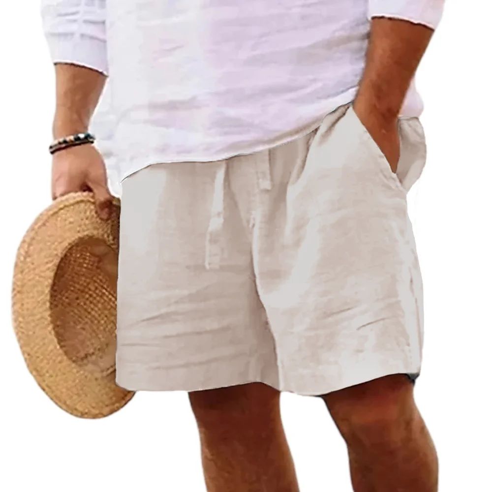 Summer New Men's Breathable Whiter Shorts Hawaii Beach Pants Male Solid Color Trousers Loose Versatile Streetwear 3XL For Men