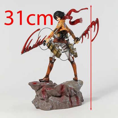 Mikasa Levi Ackerman Battle Damage Ver PVC Anime Figure Colecionável Estátua Boneca Modelo Presente Brinquedo Decoração
