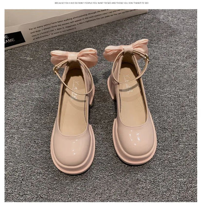 Women Thick Platform Mary Janes Lolita Shoes Party Pumps Summer 2024 New High Heels Sandals Bow Chain Mujer Shoes Oxford Zapatos