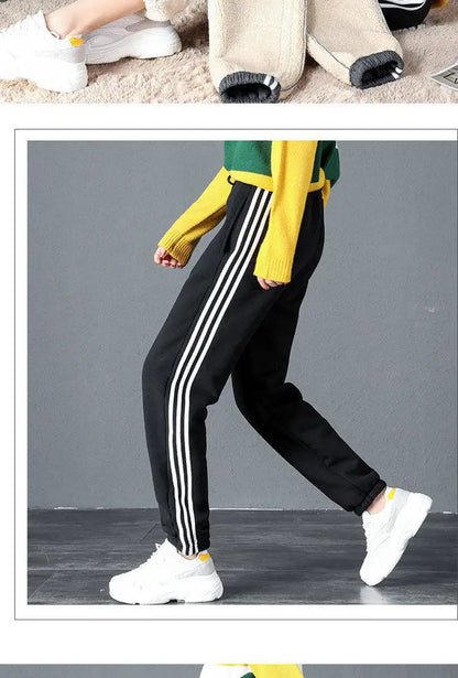 New Women's Pants Winter Casual Gym Sweatpants Warm Fleece Trousers Female Workout Lamb Wool Thick Sports Pants for Women