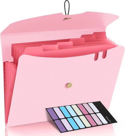 Expandable File Folder, Letter Size Organ Organizer, 5 File Pockets, Portable Organizer for School Office Supplies