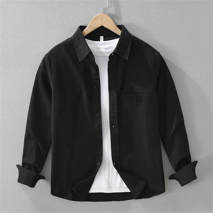 Autumn Winter men's long sleeve clothing cotton cargo shirts Solid workwear men tops Thickened shirt jacket for men 7569#