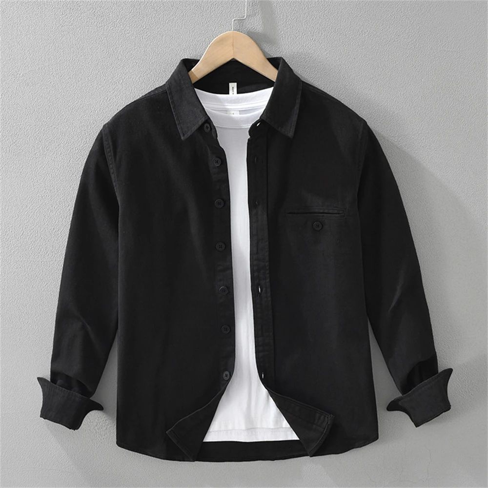 Autumn Winter men's long sleeve clothing cotton cargo shirts Solid workwear men tops Thickened shirt jacket for men 7569#
