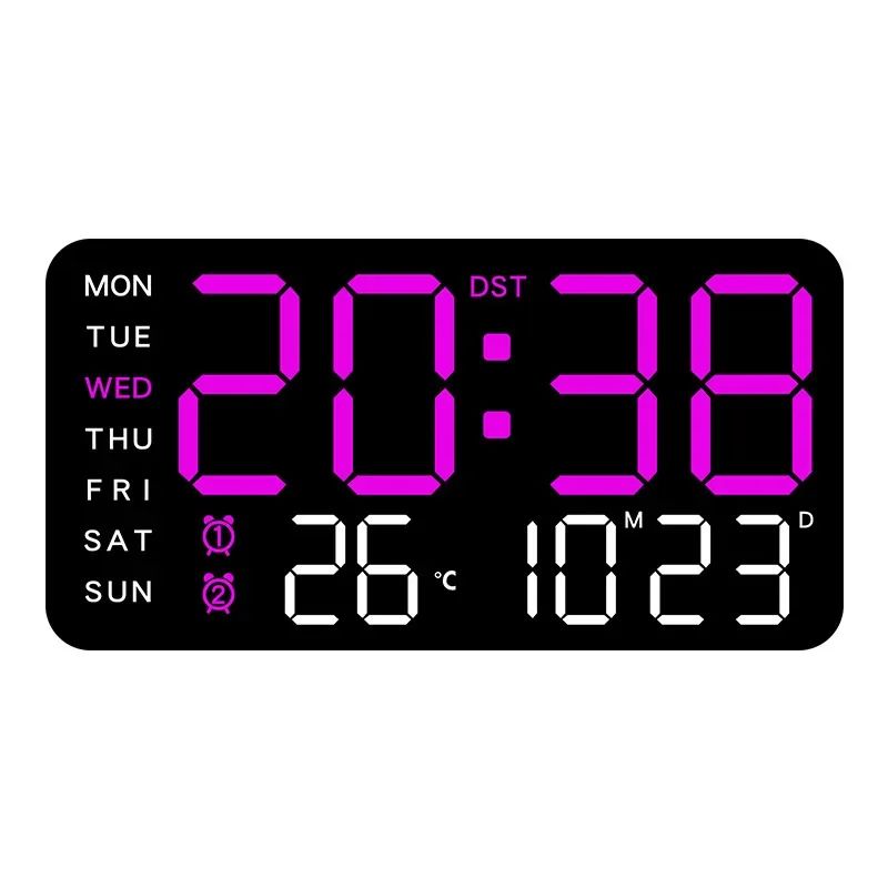 Extra Large Digital Wall Clock with LED Display with Date, Temperature, Timer for Living Room, Bedroom, Gift for Seniors