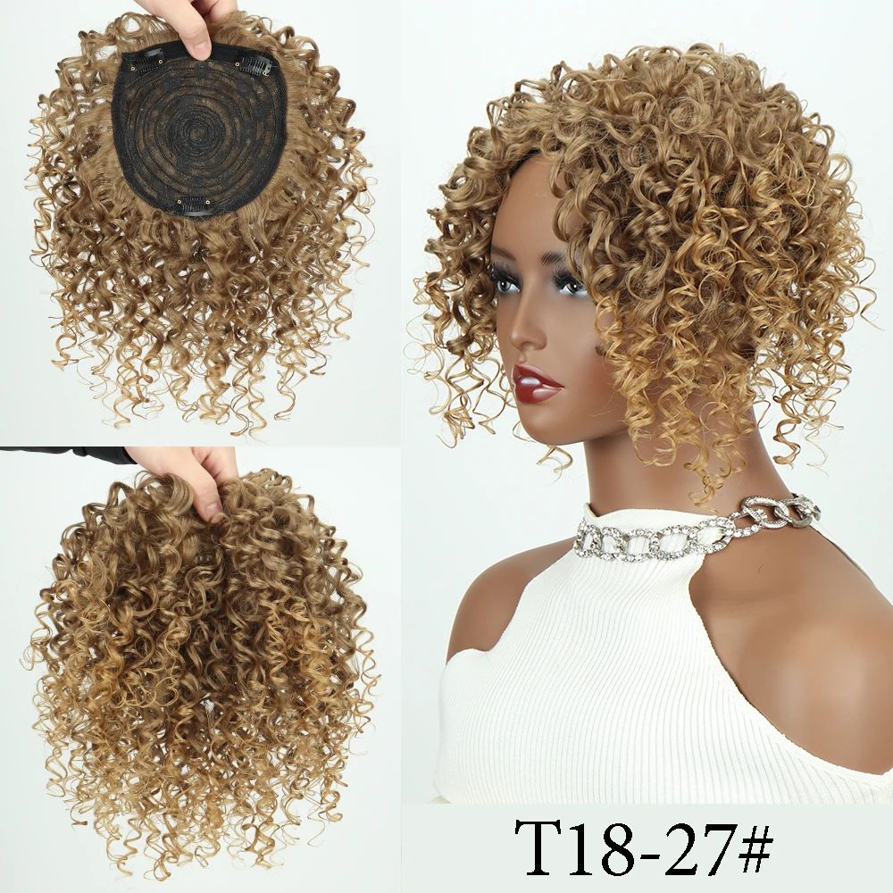 Toppers Sintéticos Afros Crespos Cabelo Cacheado Perucas Para Mulheres Negras Com Cabelo Ralo Aumentam O Volume Do Cabelo