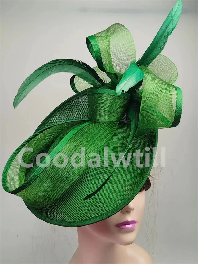 Chapéu Fascinator de Casamento Feminino, Chapéu de Millinery para Eventos Formais na Igreja, Chá, Corrida Kentucky Derby, Chapeau com Pena