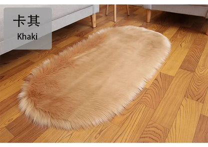 Super Soft Plush Oval Rug Mat Fluffy White Carpets for Living Room Home Decor Bedroom Kid Room Decoration Salon Thick Pile Rug