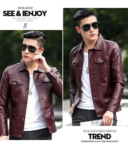 High Quality Men's PU Leather Jacket Male Slin Casual Jacket Korean Trend Slim Fit Handsome Youth Leather Coat Business Jackets