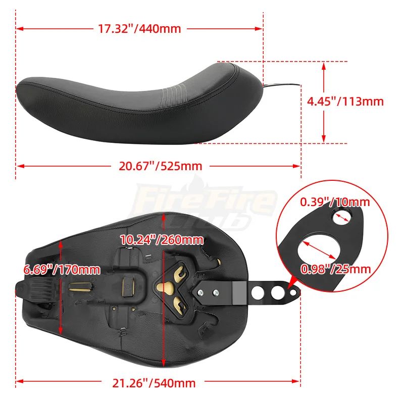 Assento Individual do Piloto de Moto Almofada Dianteira Preta Compatível com Harley Sportster XL 1200 883 72 Forty Eight 2016-diante