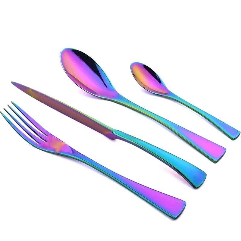 Conjunto de Talheres 24 Peças de Aço Inoxidável 304 Polido Faca Garfo Colher Jogo de Talheres de Cozinha Prata Caixa de Presente