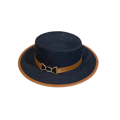 2025 Simple Straw Summer Women Beach Hat Female Casual Panama Hat Lady Brand Women Flat Brim Bowknot Straw Cap Girls Sun Hat