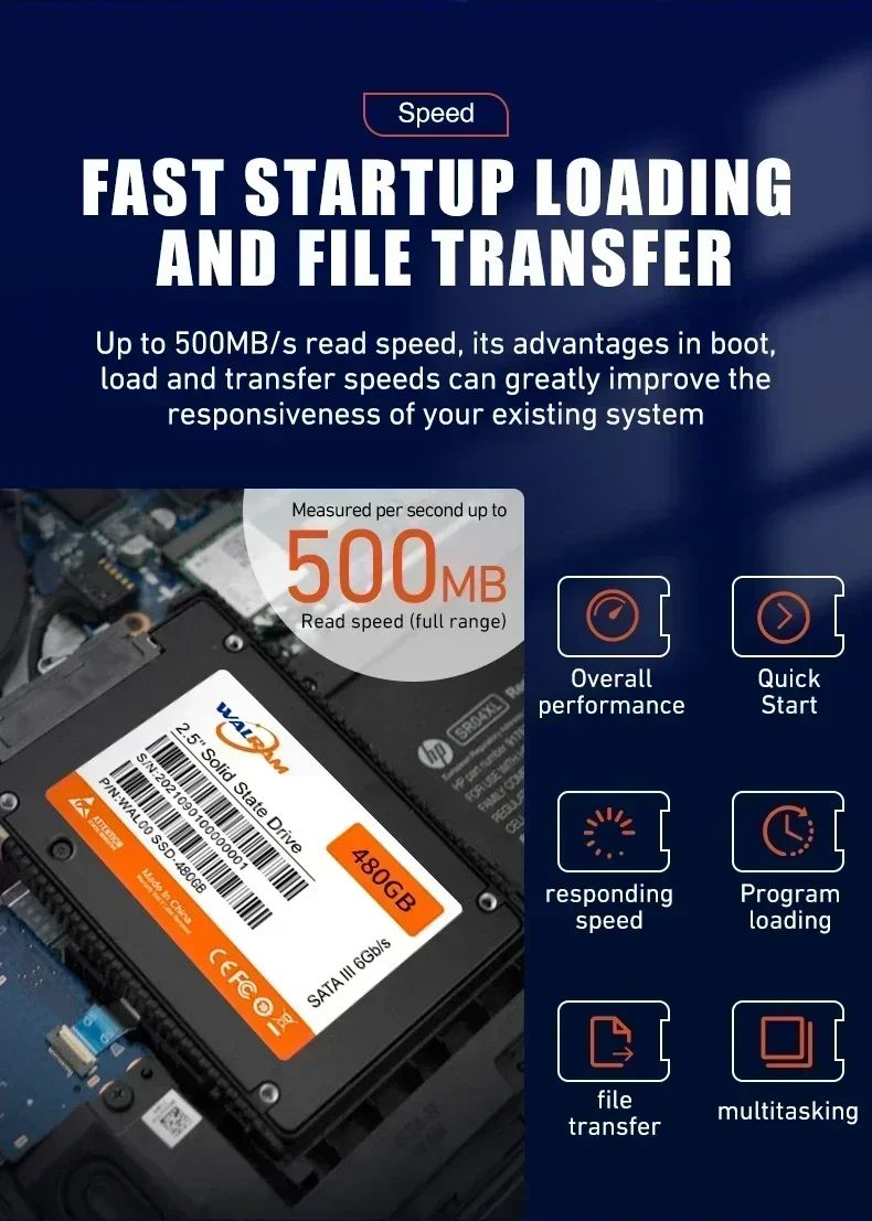 WALRAM 1TB SSD 512GB 2.5 SATA3 SSD 128GB 120GB 2TB 500GB 480GB Disco Rígido para Laptop 240GB 256GB Interno SATA 3 HDD Para PC Desktop