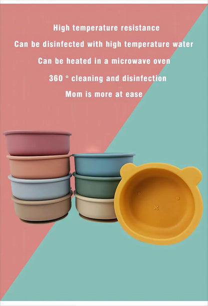 3pcs Baby Silicone Bowl Suction Cup Bowl Children's Tableware Complementary Bowl Children's Dinner Plate Silicone Tableware