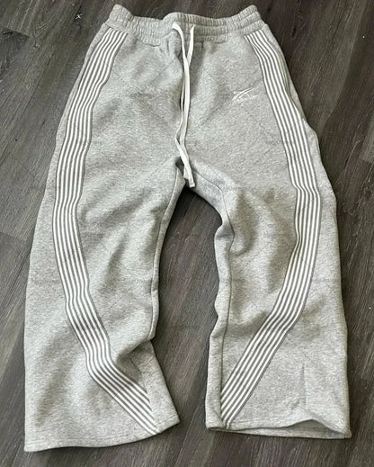 Calça Casual Bordada Cinza Y2k Camuflada Tática Funcional Masculina Feminina Premium Moletom com Cordão