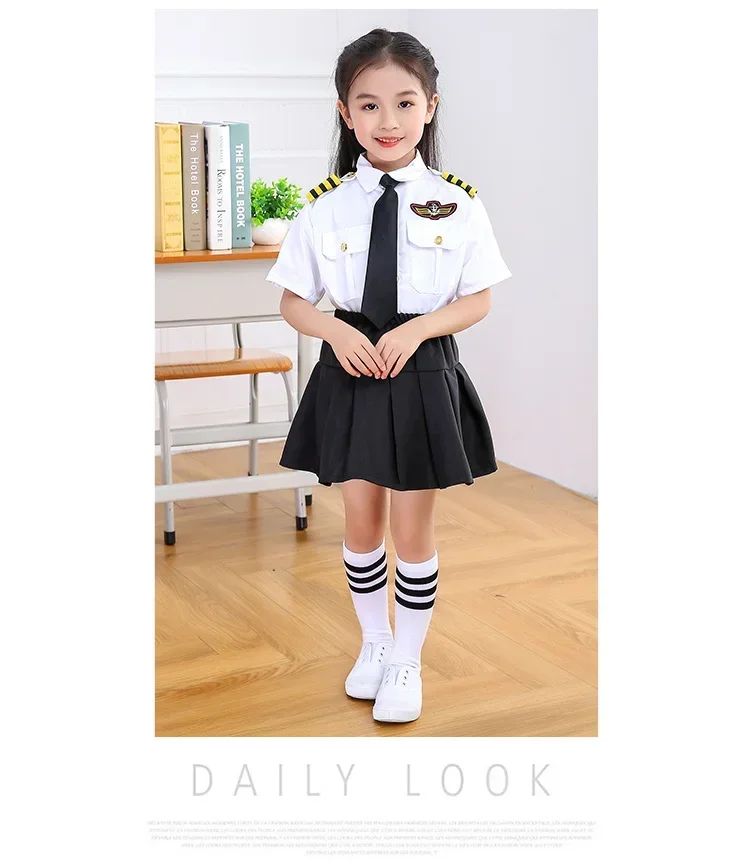 2025osplay Costumes pour enfants, uniforme de pilote d'avion, vêtements de classe de profession