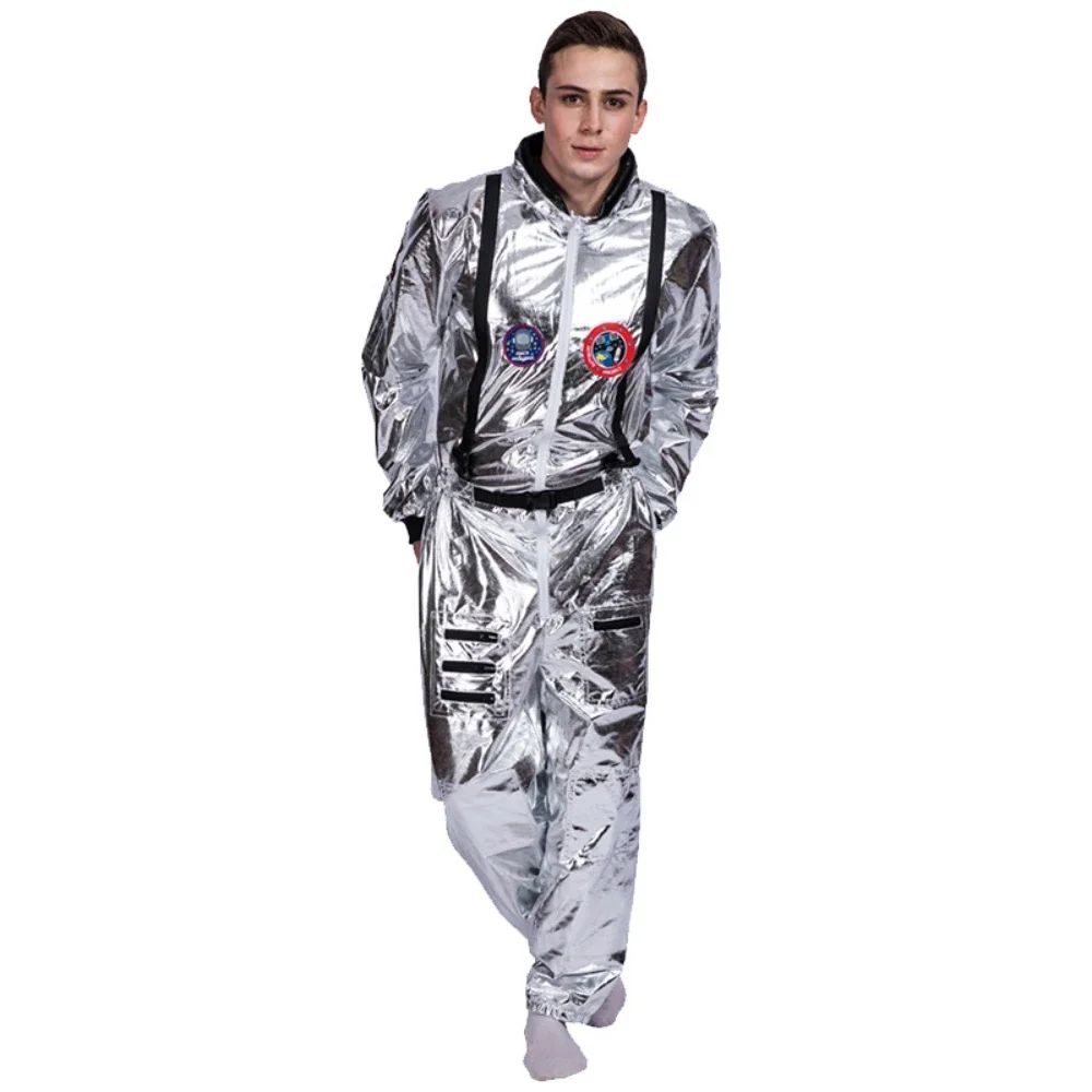 Astronaut Costume Spacesuit Silver Spaceman Men Women Space Suit Halloween Christmas Performance Spacesuit Costume Party Gift