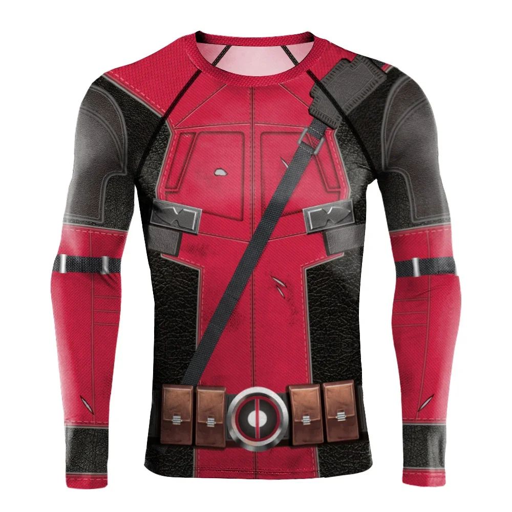 NADANBAO Cosplay Deadpool Wolverine Print Compressed Shirt Men's Long-sleeved Fitness 3Dt T-shirt