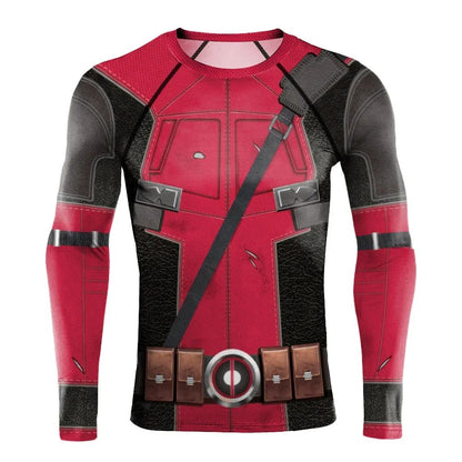 NADANBAO Cosplay Deadpool Wolverine Print Compressed Shirt Men's Long-sleeved Fitness 3Dt T-shirt