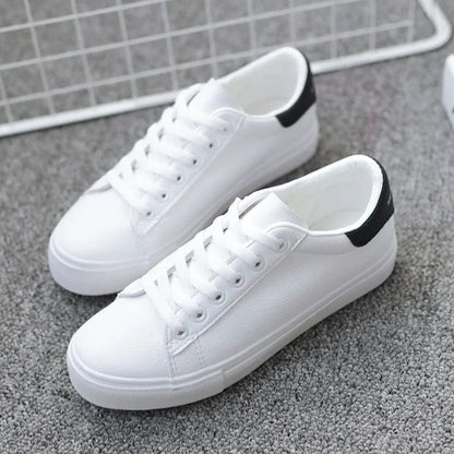 Women Sneakers Fashion Breathble Vulcanized Shoes Pu Leather Platform Shoes White Lace Up Casual Shoes Zapatos Mujer