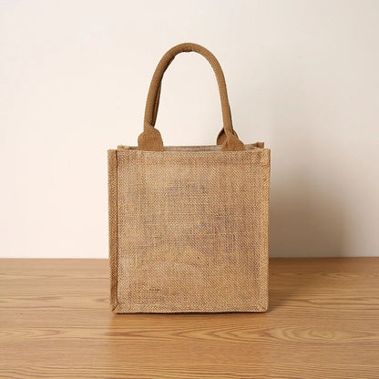 Bolsa feminina de juta, sacola de compras de grande capacidade, bolsa de viagem, bolsa masculina aberta
