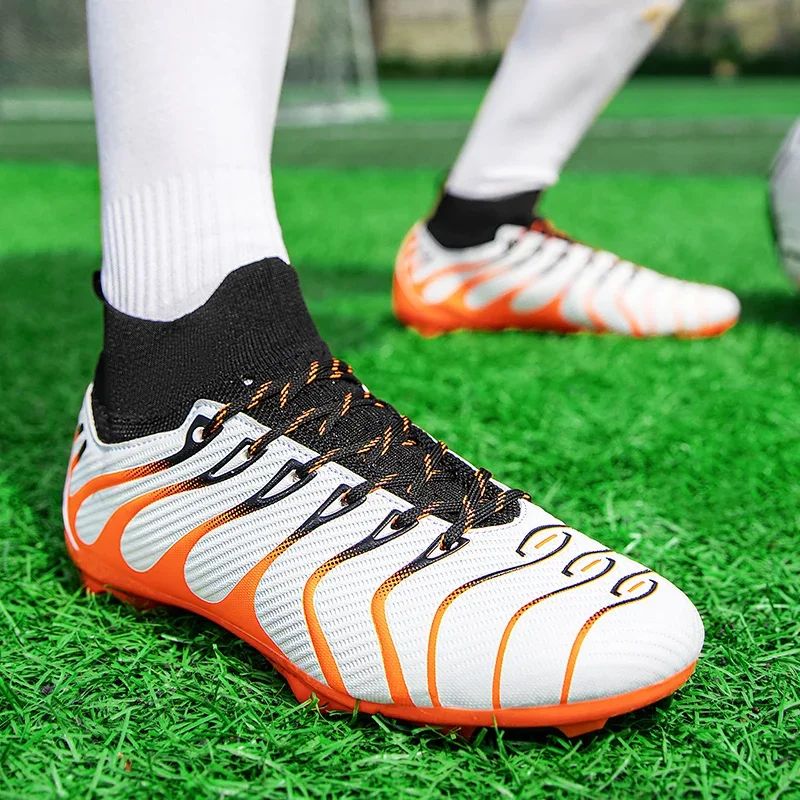 Men Match Non Slip Football Boots Cleats Indoor Outdoor Soccer Shoes Sport Training Long Spikes FG/TF Boys Futsal Comfortable