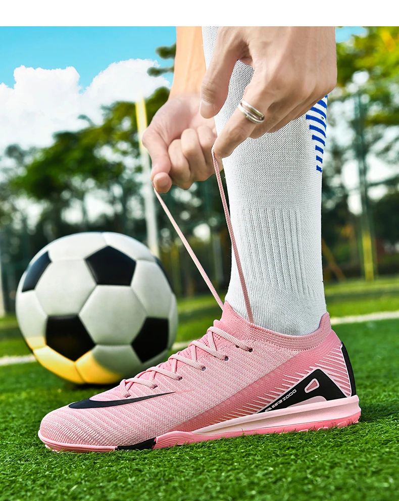 New Men Football Boots Cleats Long Spikes Outdoor Sport Soccer Shoes Adult Training Boys Non Slip Breathable Match Comfortable