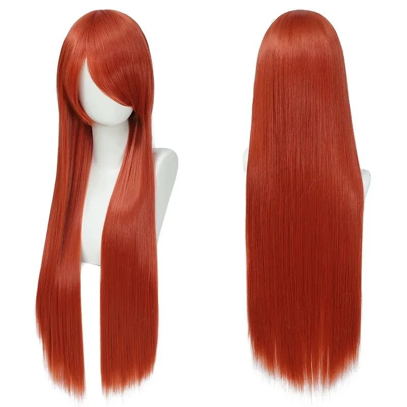QQXCAIW Peruca Colorida Longa Lisa Sintética Branca Roxa Preta para Cosplay 80cm para Homens e Mulheres