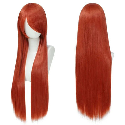 QQXCAIW Peruca Colorida Longa Lisa Sintética Branca Roxa Preta para Cosplay 80cm para Homens e Mulheres