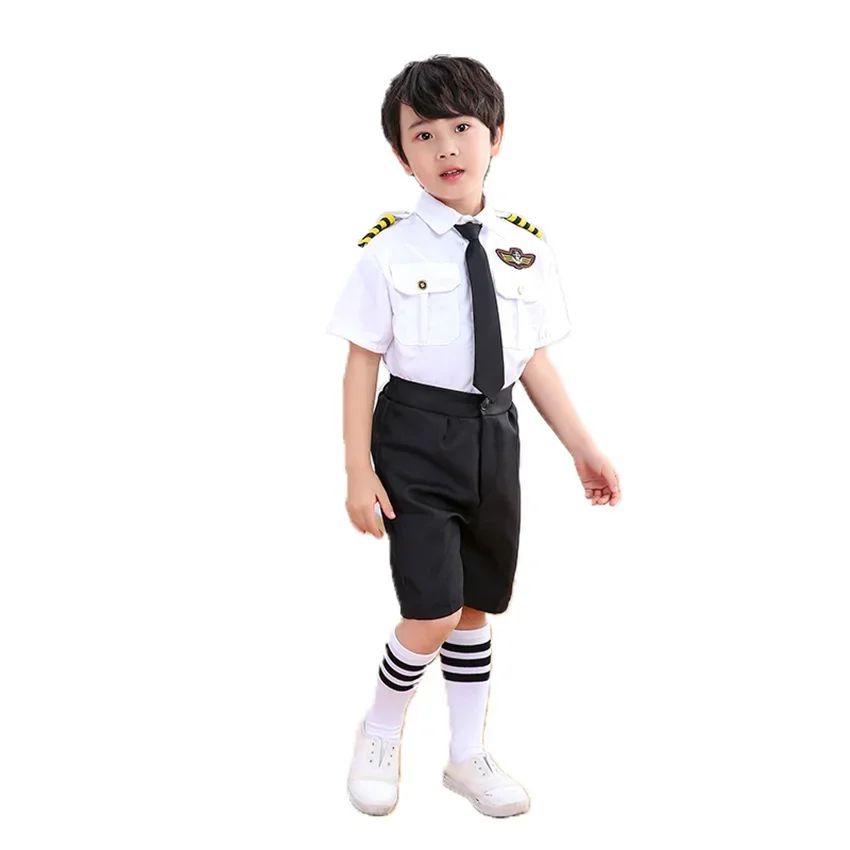2025osplay Costumes pour enfants, uniforme de pilote d'avion, vêtements de classe de profession
