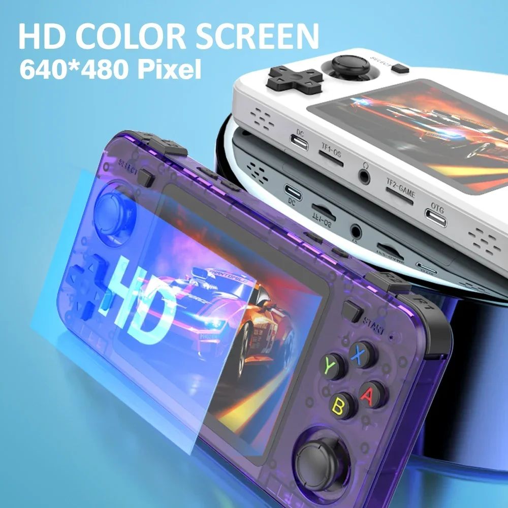 BOYHOM New Handheld Game Console 3.5-inch IPS Screen Linux RK3326 Retro Video Games Player 3000 mAh 64G