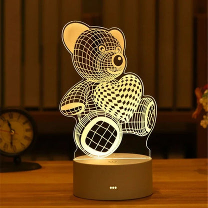 USB Operated 3D Acrylic LED Night Light Festival Birthday Kids Gifts Bedroom Bedside Decor Night Lamp Home Novelty Lighting