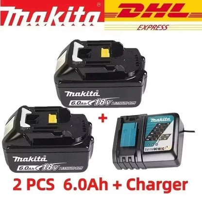 Bateria original Makita 18V 6.0Ah 5.0Ah recarregável BL1840 BL1830B BL1830B para ferramentas elétricas, carregador Makita 18V