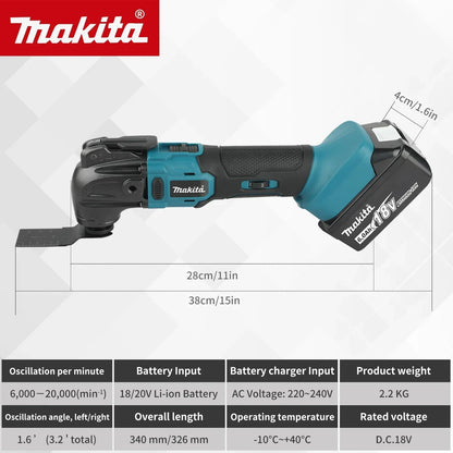 Cortador de acabamento Makita 18V: 6 configurações de marcha, bateria Li-Ion 18/20V, 340-326mm de comprimento, multiuso para serrar, cortar, escavar