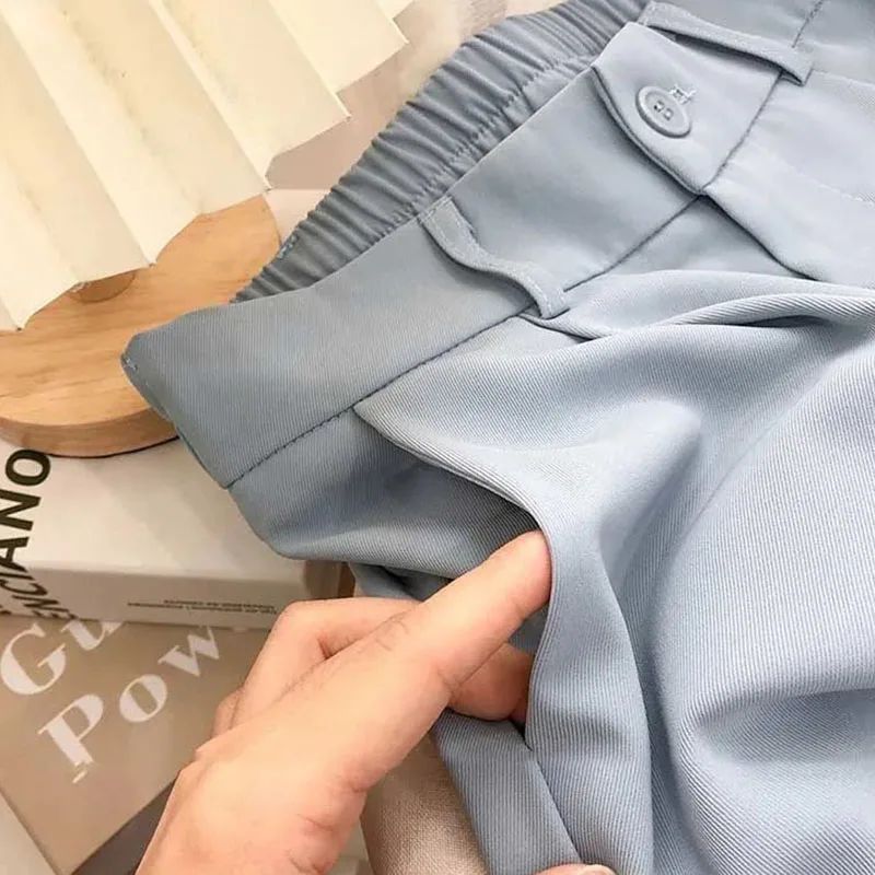 Korean High Waist Nine Point Trousers Female Fall Summer Casual Loose Office Lady Suit Pants Fashion Solid Color Work Pant New